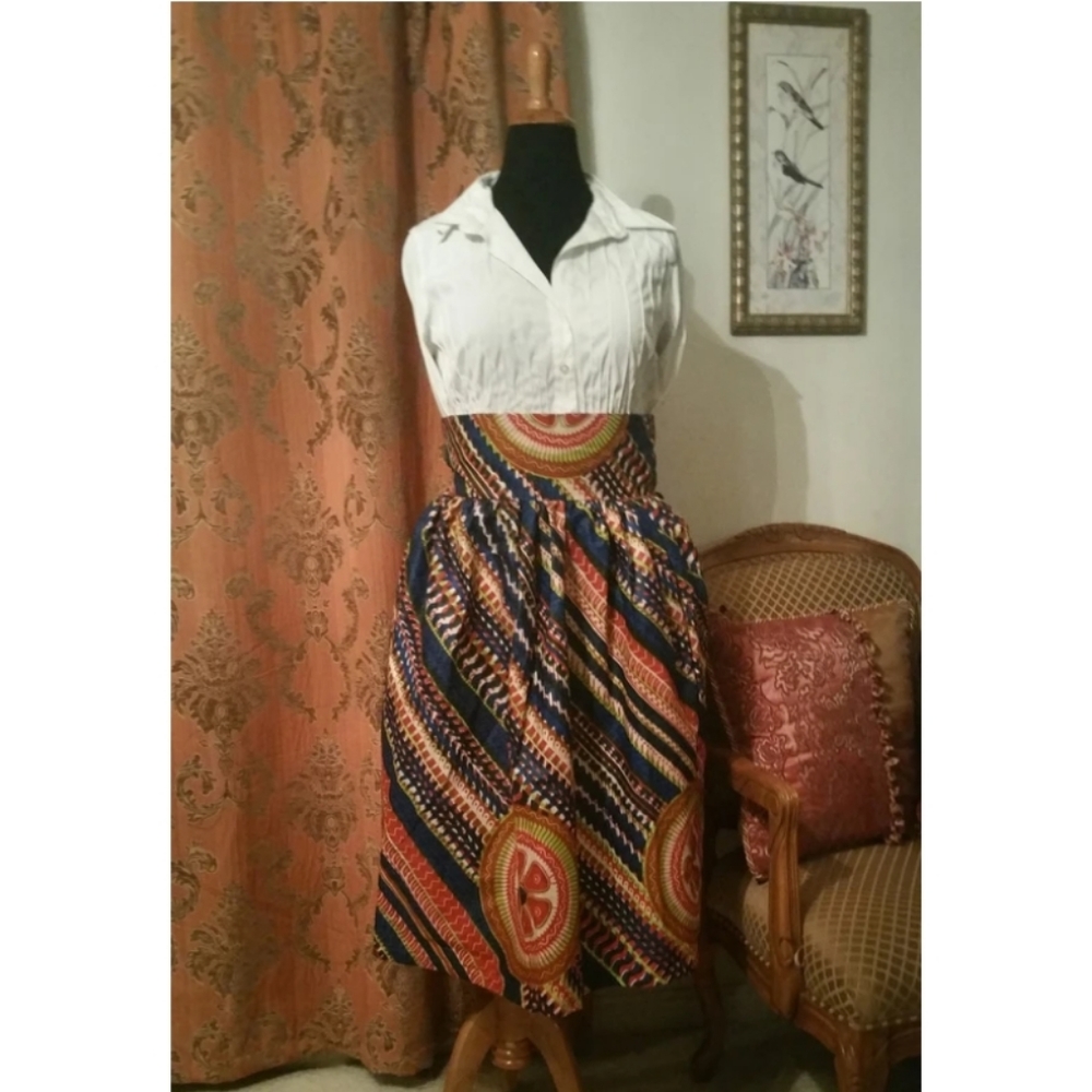 African Print Midi Skirt